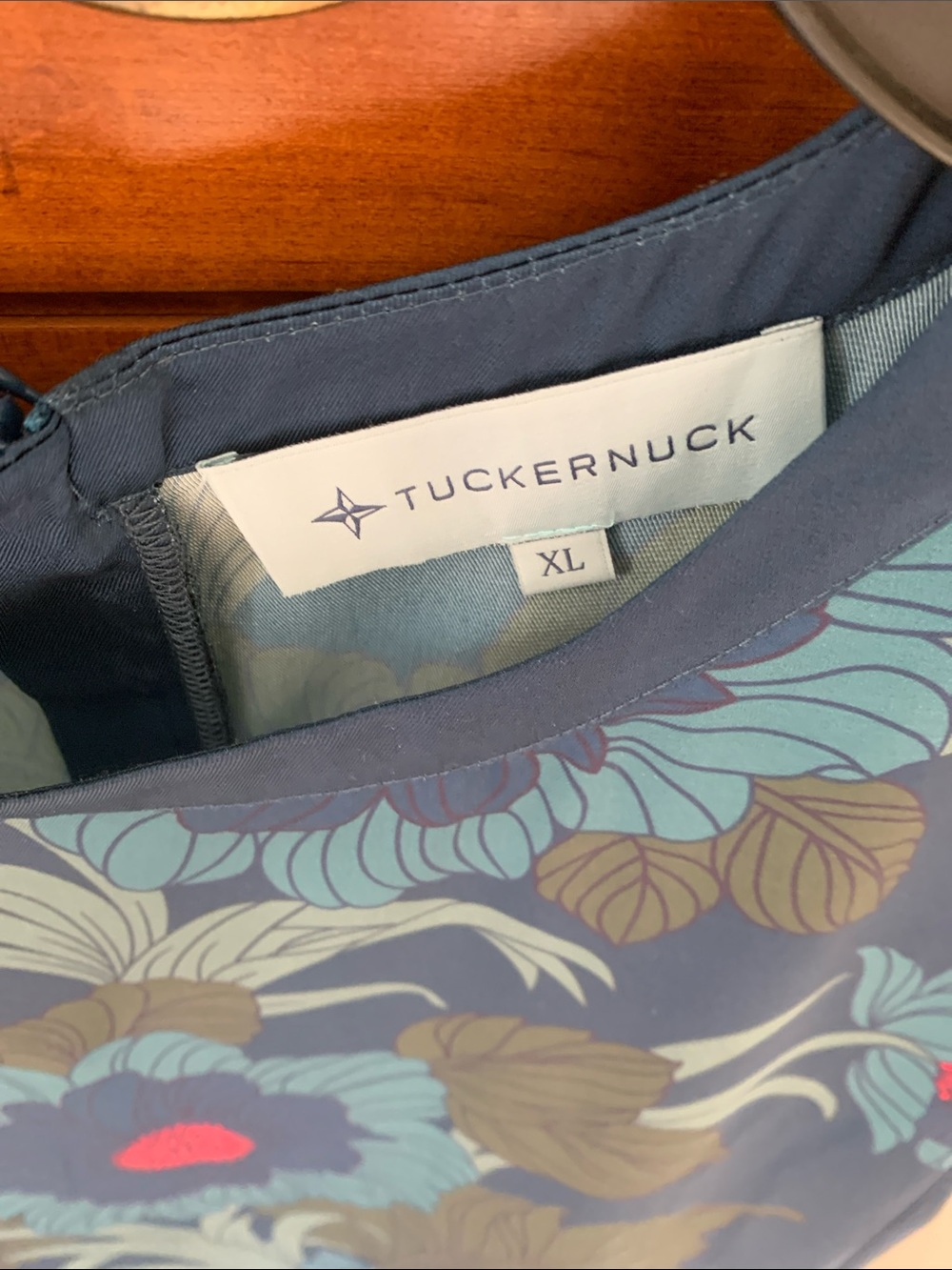 Tuckernuck Blue/Green Floral Panel Dress with Teal and Pink Accents - Picture 2 of 4